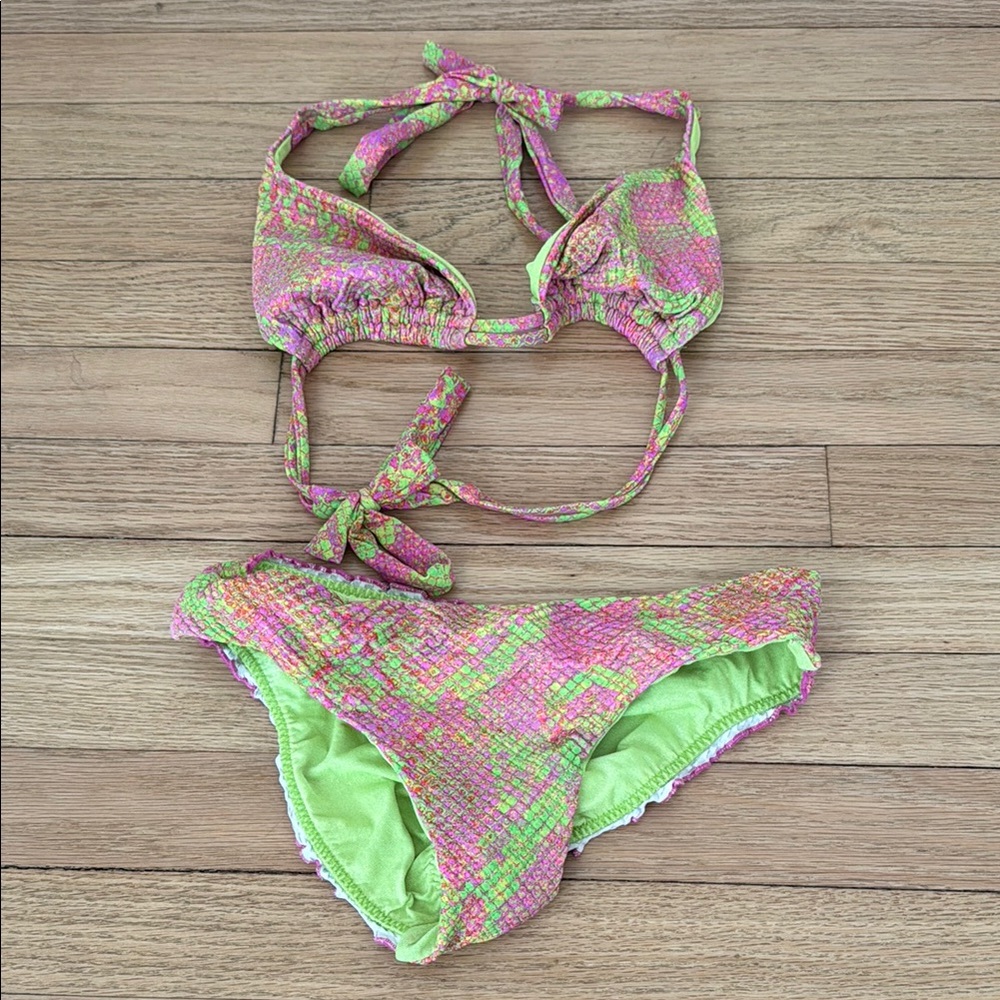 Kids Swimwear Set in Pink and Green
